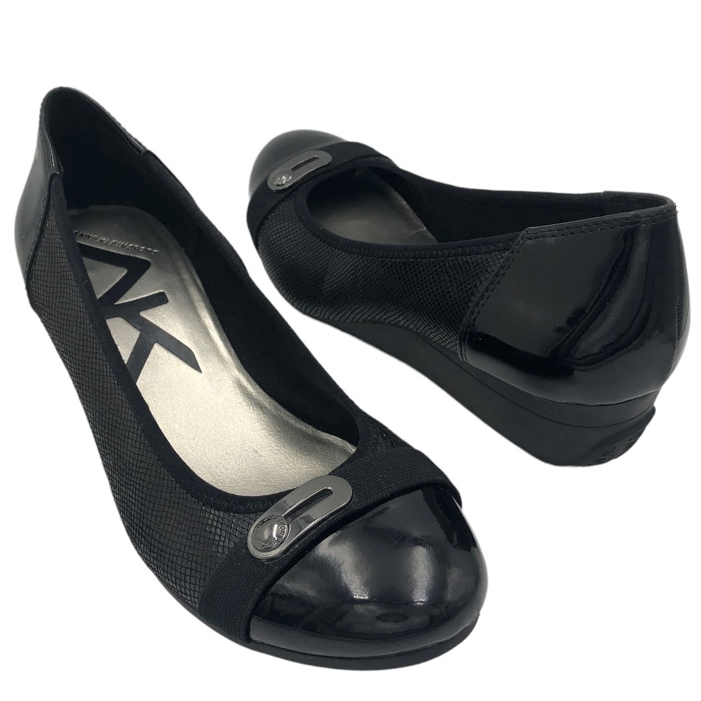 Anne Klein Patent Leather Slip On Wedges